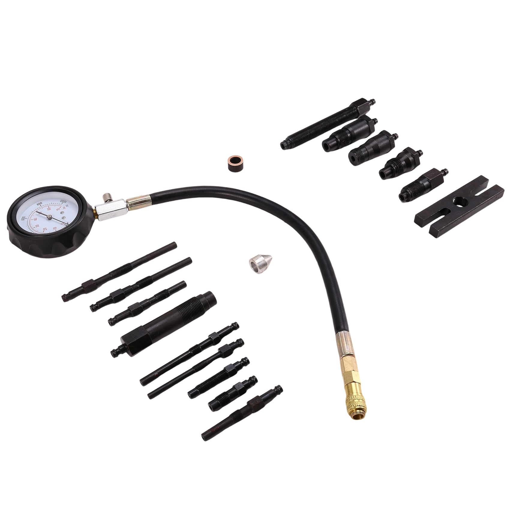 Kit de Comprobador de Compresión de Motor con Manómetro TU-15B, Medidor de Presión para Pruebas de Cilindros