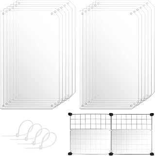 Cage Liner Guard 13.8'' x 8.4'' Extra Large, Pack of 12, Clear Side Edge Lining with Holes and Zip Ties, Fits Wire Cages for Rabbits, Guinea Pigs, Ferrets, Birds and Small Animals