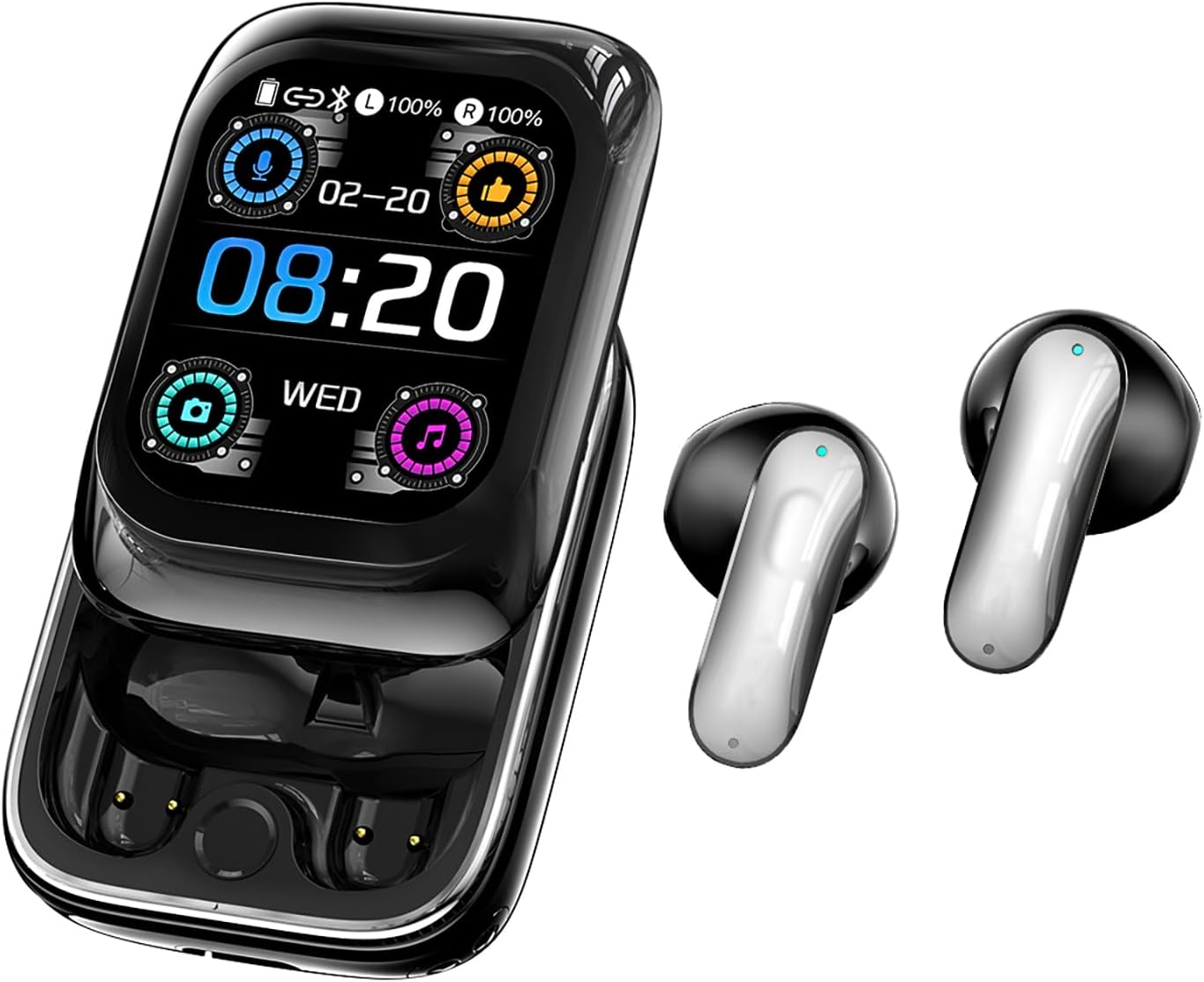 NE48 AI Translation Earbuds Real Time,134 Languages Translator Earbuds, Traductores Inglés Español Headphones with Slide Touch Screen,Bluetooth Translation Device for Travel Business Learning