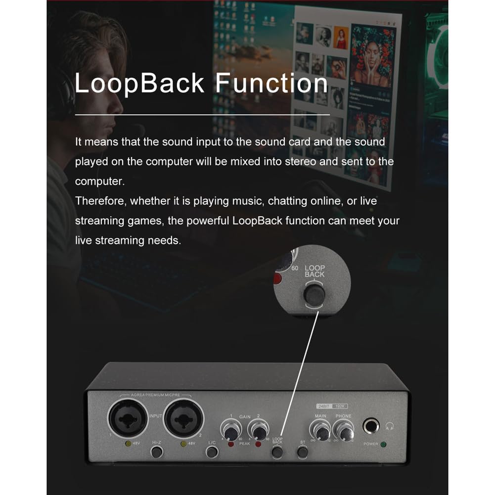 Interfaccia audio Scheda audio Convertitore AD 24 bit/192KHz per Chitarra Elettrica Registrazione dal Canto professionale Studio
