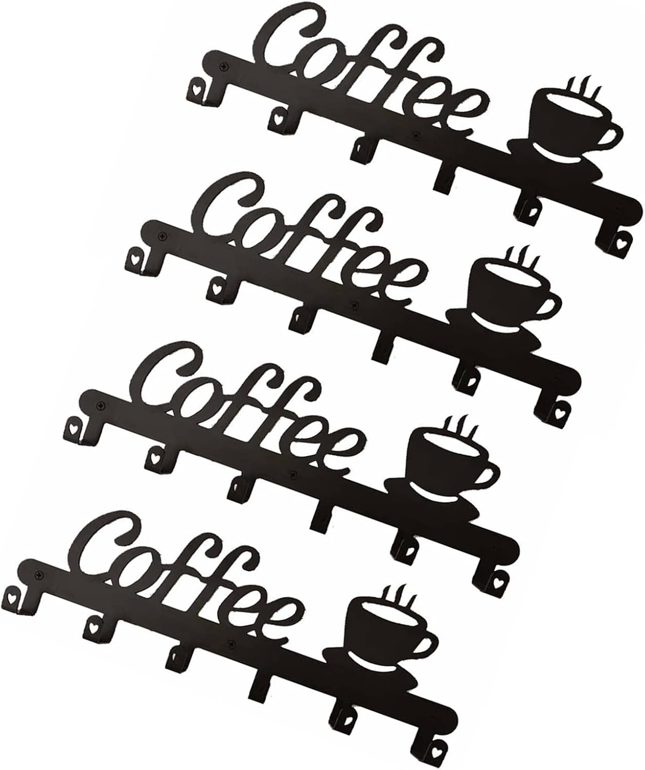 Wall Mounted Metal Coffee Mug Holder Rack Functional Coffee Cup Display Holder Wall Mount with Hook for Baristas Tools