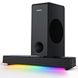 Sound Bar for Smart TV 160W 3.1CH PC Gaming Soundbar with Subwoofer RGB Lighting Audio Sync Surround Sound System BT 5.3/HD-ARC/Optical/AUX/USB for Desktop Tablets Consoles Home Cinema