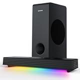 Sound Bar for Smart TV 160W 3.1CH PC Gaming Soundbar with Subwoofer RGB Lighting Audio Sync Surround Sound System BT 5.3/HD-ARC/Optical/AUX/USB for Desktop Tablets Consoles Home Cinema