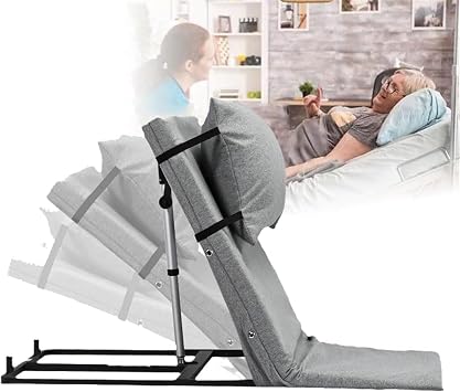 Electric Back Rest for Bed, Medical Wedge Pillow Lifter, Adjustable Power Lifting Bed Backrest with Electric Pump System,for Acid Reflux Patients, Elderly,Gray