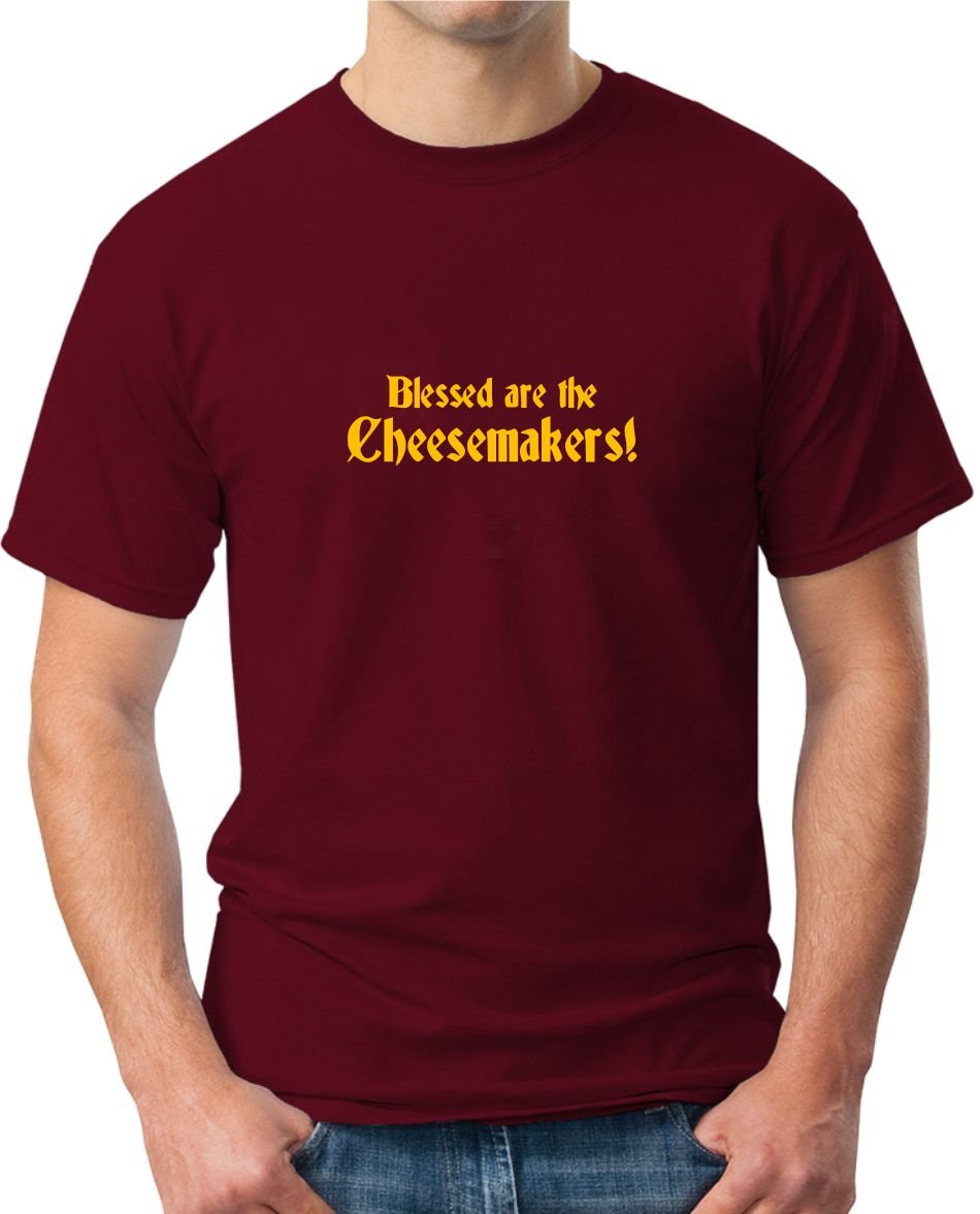 Rhino and Mugsy Blessed are The Cheesemakers - Mens T Shirt from (Burgundy, Small)