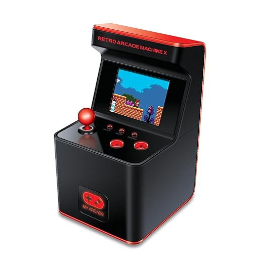 My Arcade Retro Arcade Machine X Playable Mini Arcade: 300 Retro Style Games Built In, 5.75 Inch Tall, AA Battery Powered, 2.5 Inch Color Display, Illuminated Buttons, Speaker, Volume Control