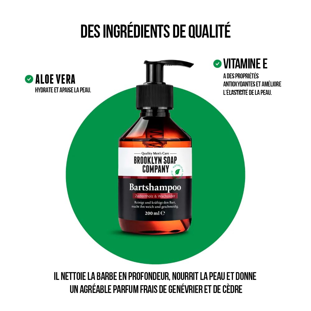 Brooklyn Soap Company, Shampoo da barba da 200 ml - Sapone da barba da uomo per la pulizia quotidiana e la cura della barba - Riduce la forfora & il prurito