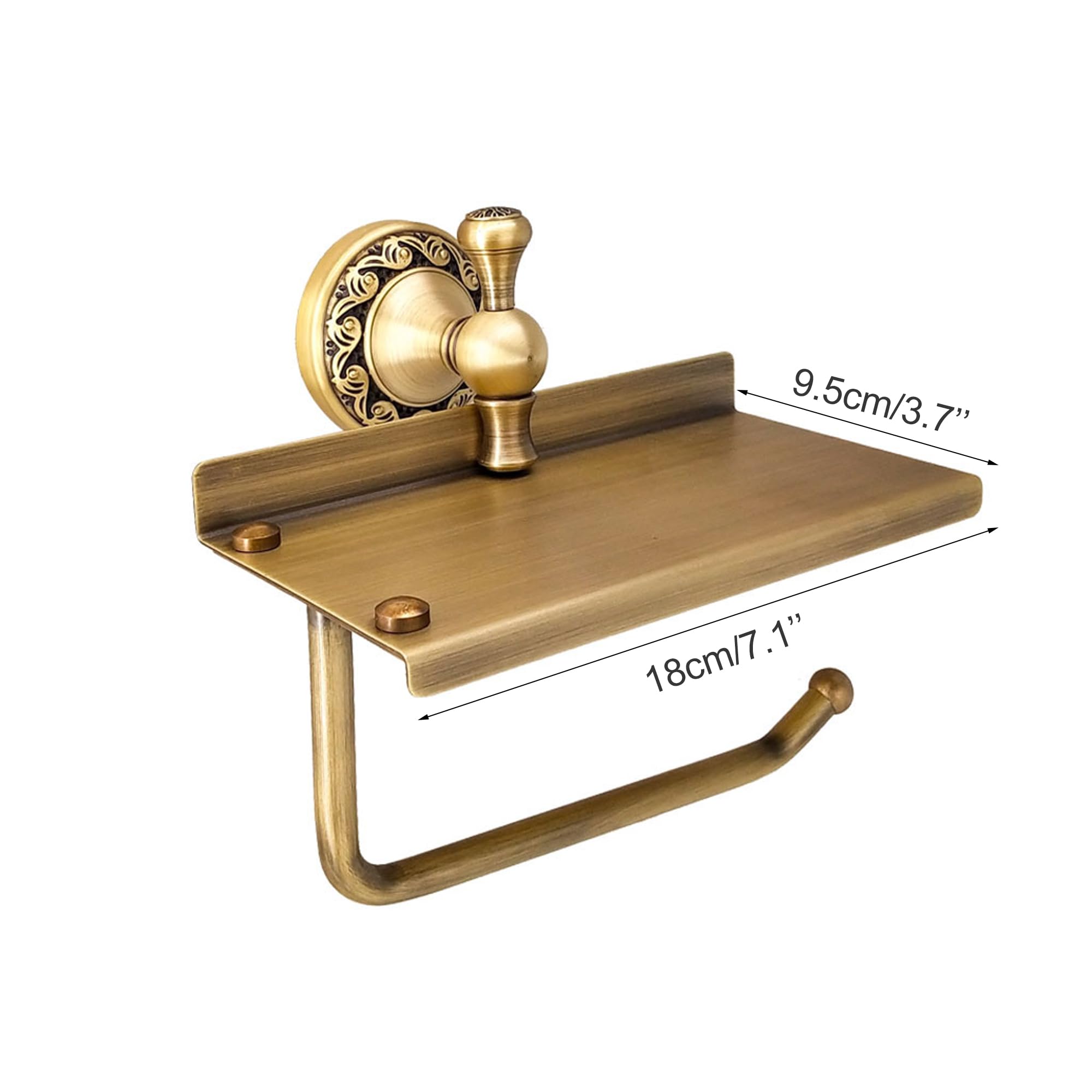 Soporte de Papel higiénico con Estante para teléfono, Soporte para Rollo de Papel higiénico de baño, Bronce Antiguo, Accesorios de baño, Accesorios de baño, diseño Tallado de patrón