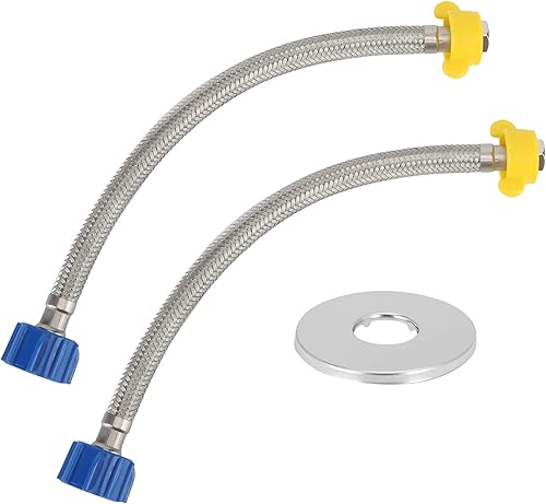 Miniatura 2 de Klabb Línea flexible de suministro de agua para inodoro de 12 pulgadas, manguera trenzada de acero inoxidable con rosca de compresión hembra de 38 x