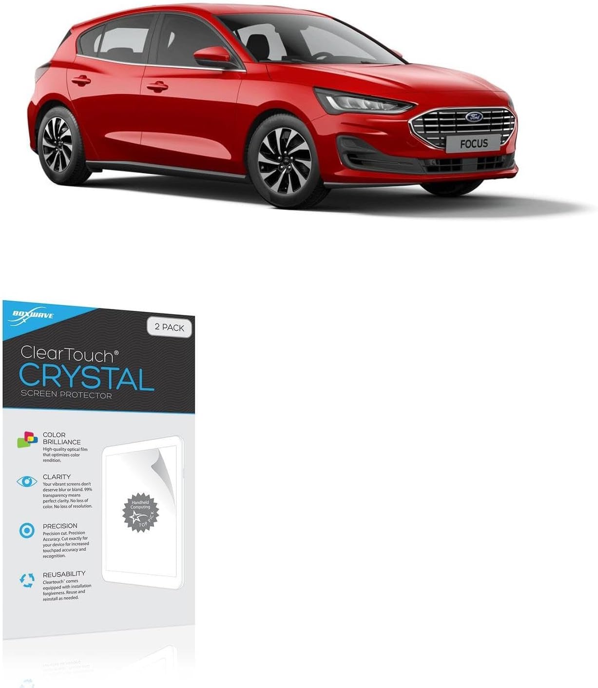 BoxWave Screen Protector Compatible with Ford 2022 Focus Display (4.2 in) - ClearTouch Crystal (2-Pack), HD Film Skin - Shields from Scratches