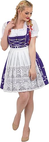 Miniatura 4 de Vestido corto para mujer Dirndl alemán camarera bordada Oktoberfest púrpura