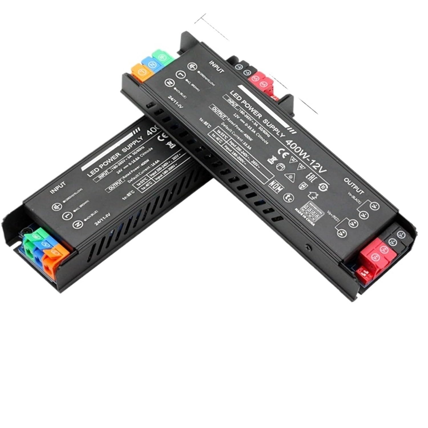 LED Lighting Transformer Ultra-Thin AC100-265V to DC 12V 24V 60W 100W 200W 300W 400W Driver Adjustable Voltage(400W AC180-265V,DC 24V)