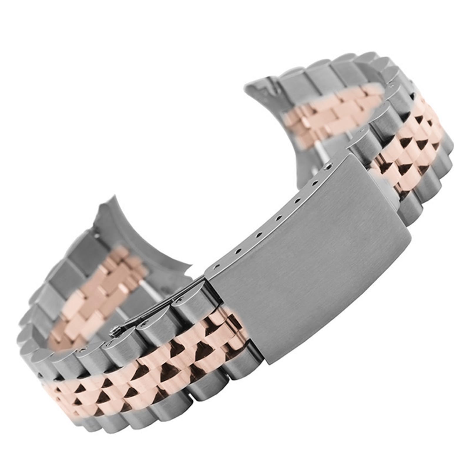 Pasek do zegarka z szybkozłączką, Zakrzywiony koniec paska do zegarka ze stali nierdzewnej 13 17 18 19 20 21 22mm 5 koralików solidny metalowy pasek do zegarka bransoletka na rękę żółw klamra W narzęd