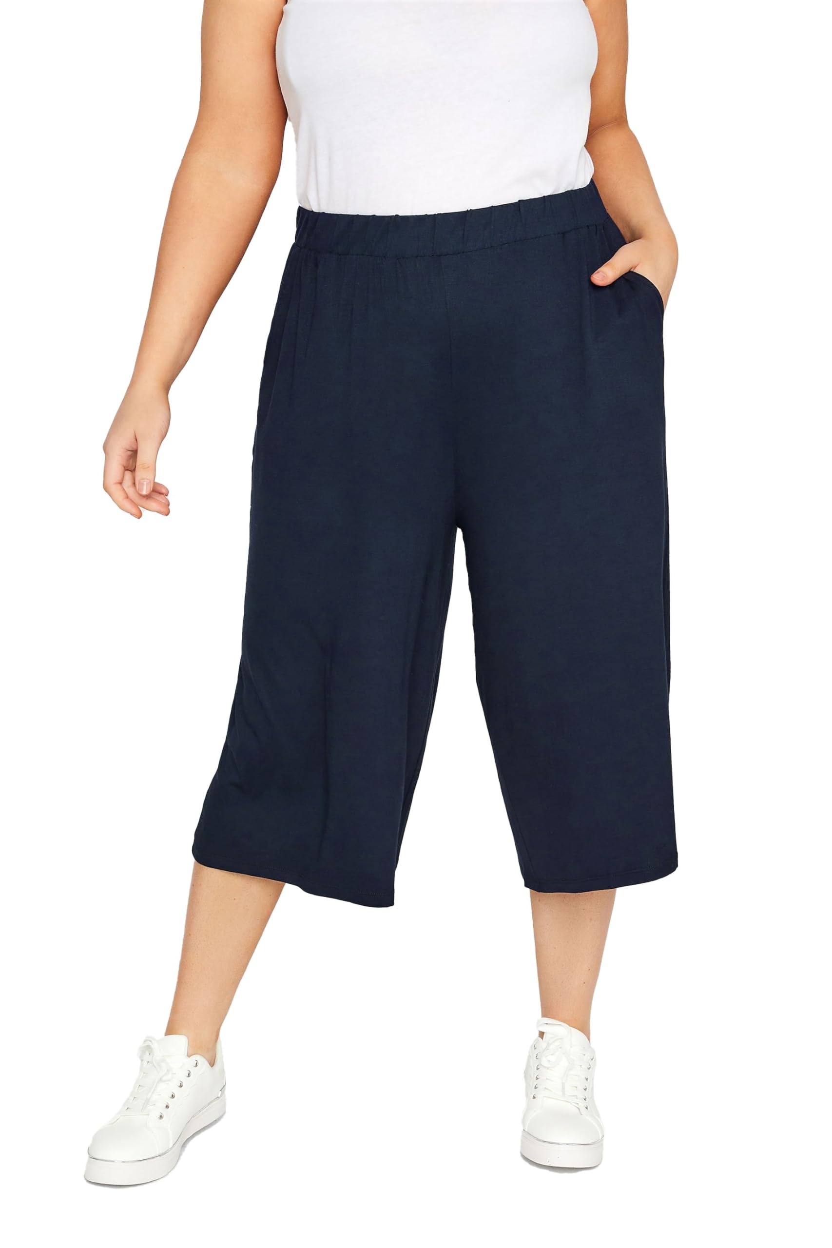 Yours Women's Blue Jersey Culottes In | Size: 30-32