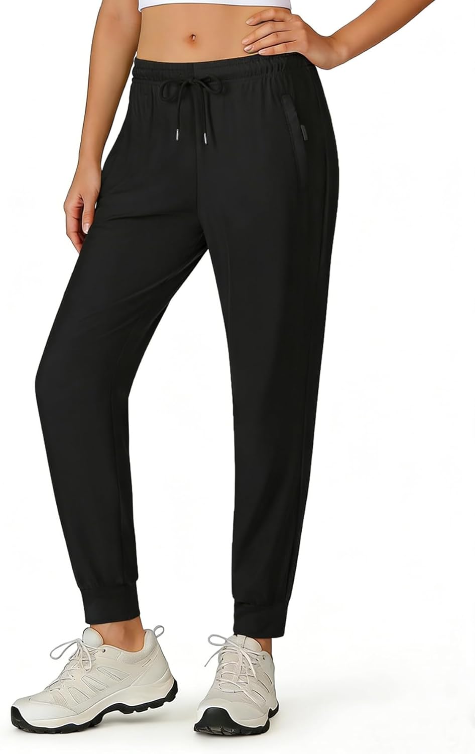 Women's Stretchy Hiking Pants Lightweight Quick-Drying Sweatpants Joggers for Running with Zippered Pockets
