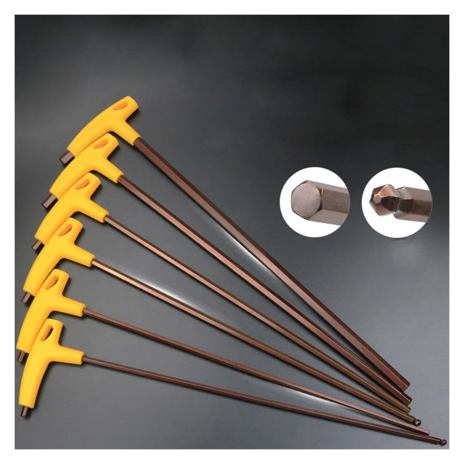 T-Griff-Schlüssel, Schlitz-/Kugelkopf-Schraubendreher, Sechskantschlüssel Handwerkzeuge 400mm Länge 3-10mm(6mm flat head)