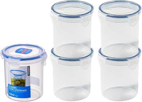 LocknLock Classic Round Set of 5 x 700ml Airtight Food Storage Containers