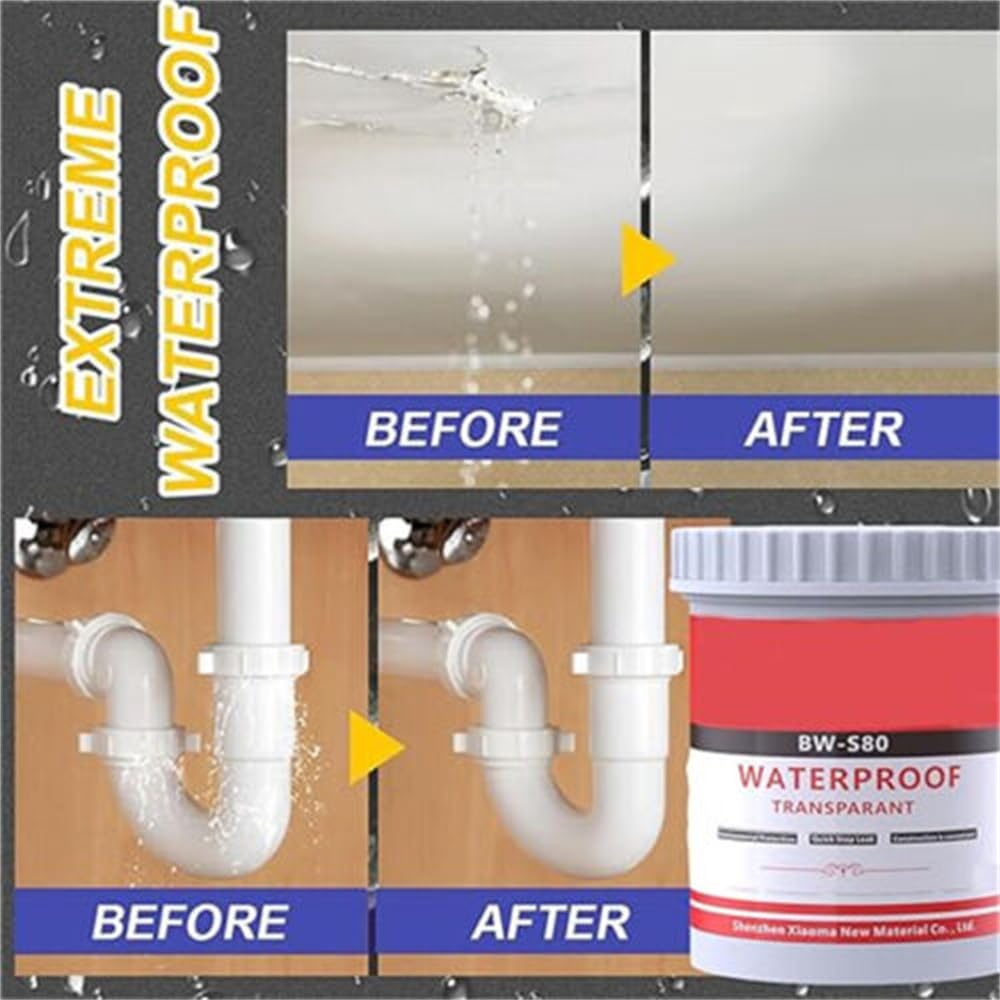 2024 New Upgrade Transparent Waterproof Sealant,Super Invisible Waterproof Glue Anti-Leakage Agent for Wall Roof Roofing Indoors Outdoors,No Trace Leak Repair Tool (300g)