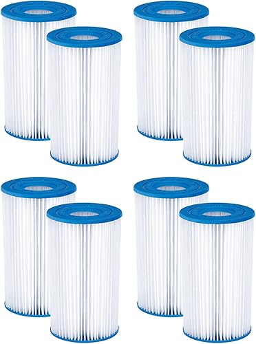 Summer Waves P57000302 Cartucho de repuesto tipo B para piscina y bañera de hidromasaje con papel de filtración definitivo resistente (paquete de 8)