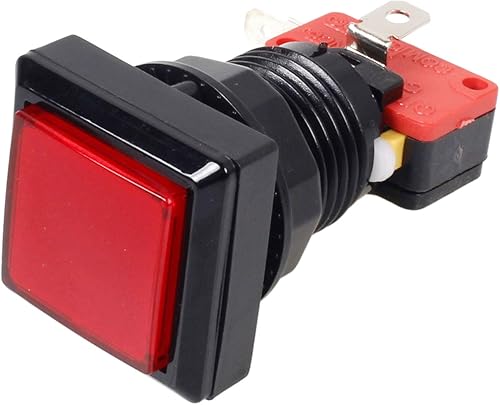Vista 2 de EG Starts 10 pulsadores iluminados LED de forma cuadrada de arcade con microinterruptor para máquinas arcade, consolas de videojuegos, piezas de kit