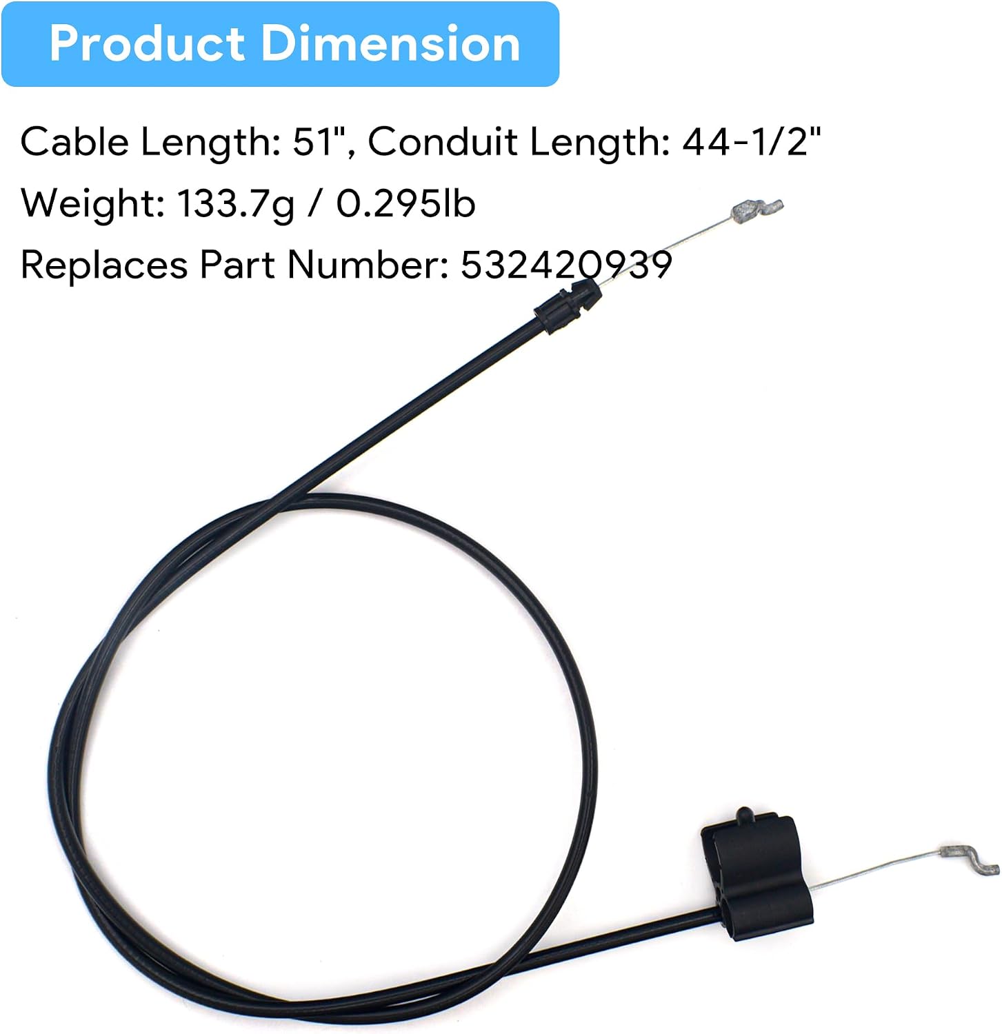532420939 51" Throttle Cable for Husqvarna/Craftsman/Poulan Mowers