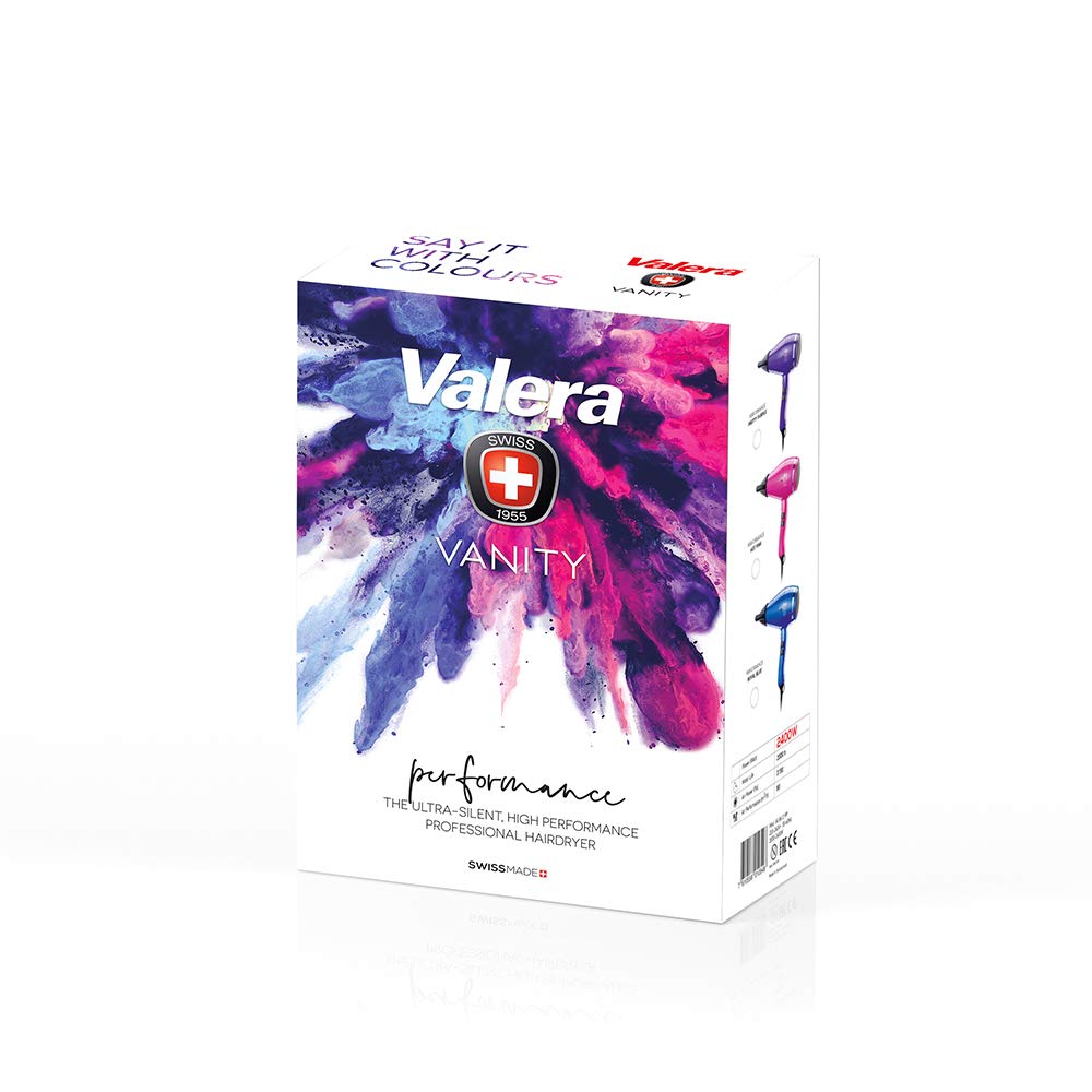 Valera Vanity Performance professioneller Ionen-Haartrockner für leises und schnelles Trocknen, 2400 Watt, Farbe Hot Pink Rosa