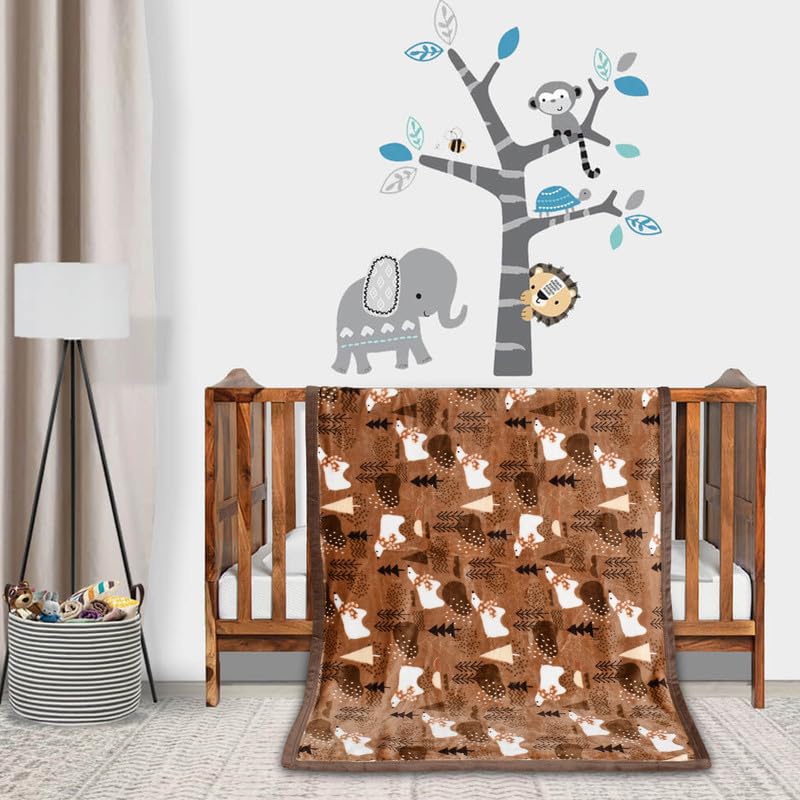 Image of Florida All Season Ultra Soft Kids AC Blanket /Baby Wrapper /Flannel Baby Blanket for 0-5 Yrs Kids(110x150cm) Pack of 2, Brown, Sky Blue
