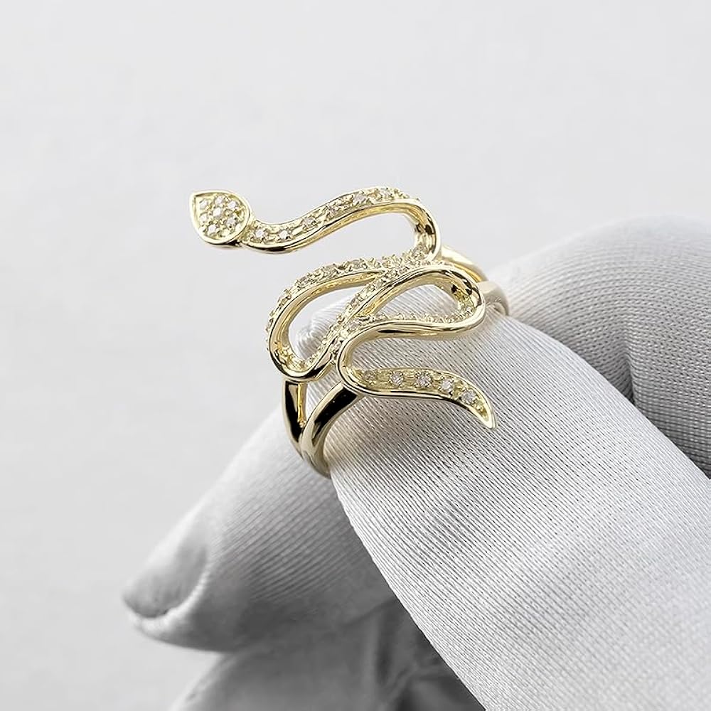 Amazon | [アトラス] 18金 蛇 ダイヤモンド ピンキーリング