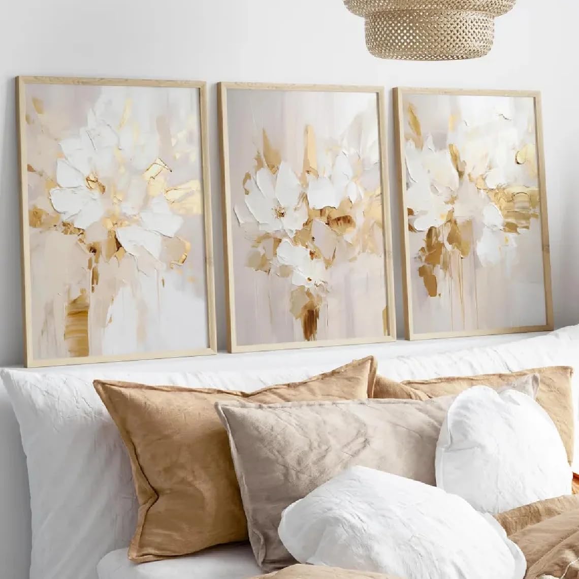 Póster vintage con textura para renovar paredes vacías, tríptico abstracto beige sin marco