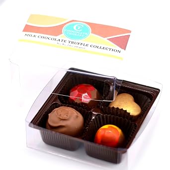 Chocolate Therapy by Sweet Remedies Gourmet Milk Chocolate Truffle Box, 4pc, Handmade Chocolate, Creamy and Smooth chocolates, Sweet Occasion Gift Box. Holiday Box