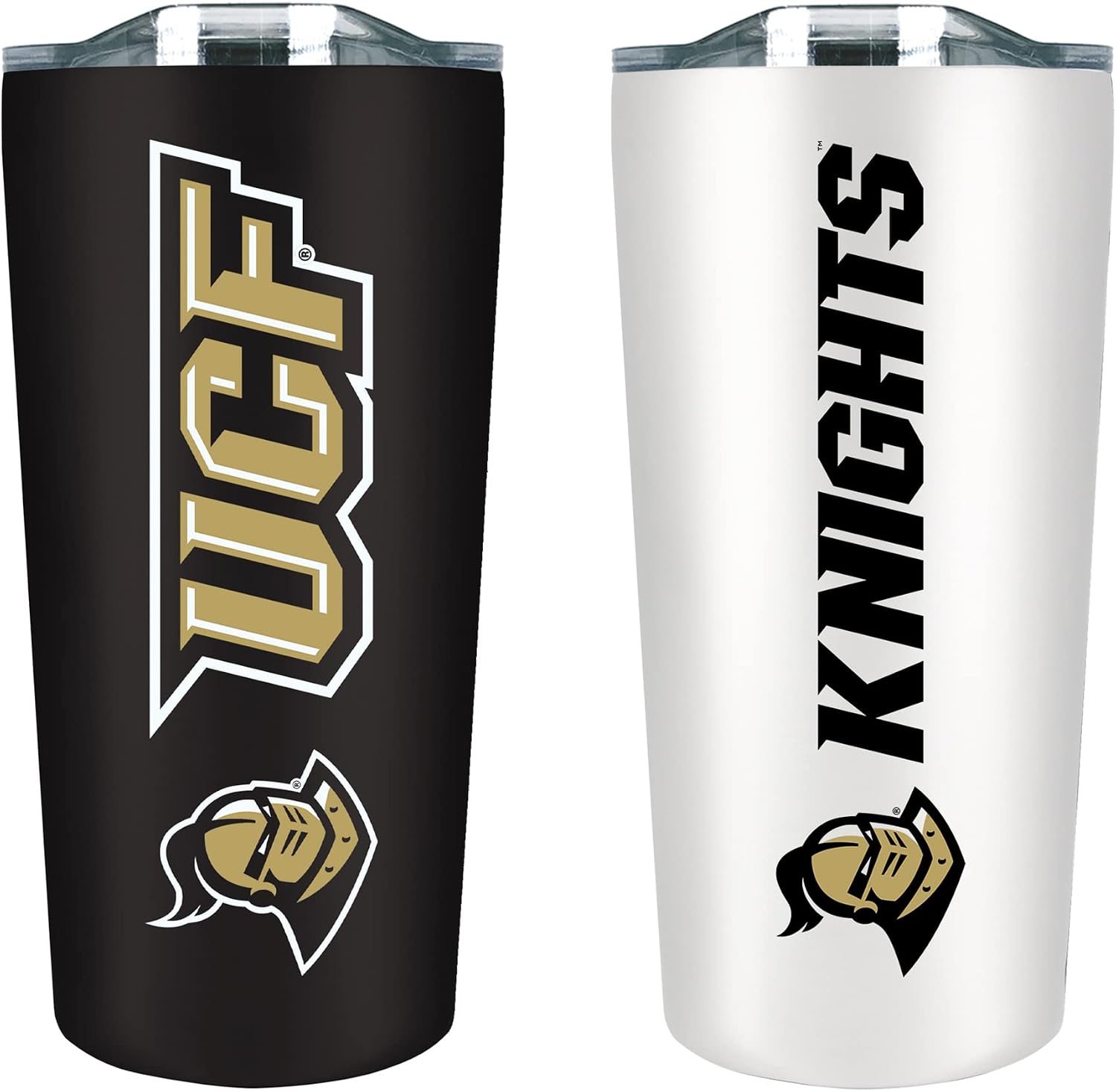 The Fanatic Group Central Florida Golden Knights Double Walled Soft Touch Tumbler Set, Design 1 - Black & White