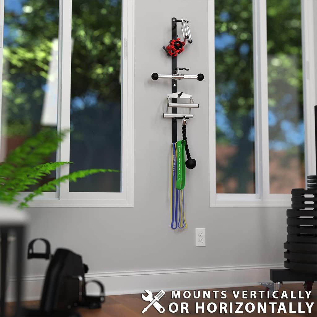 Synergee Cable Attachment Rack. Wall Mounted Storage Rack. Multi-Use Storage Posts for Exercise Attachments.