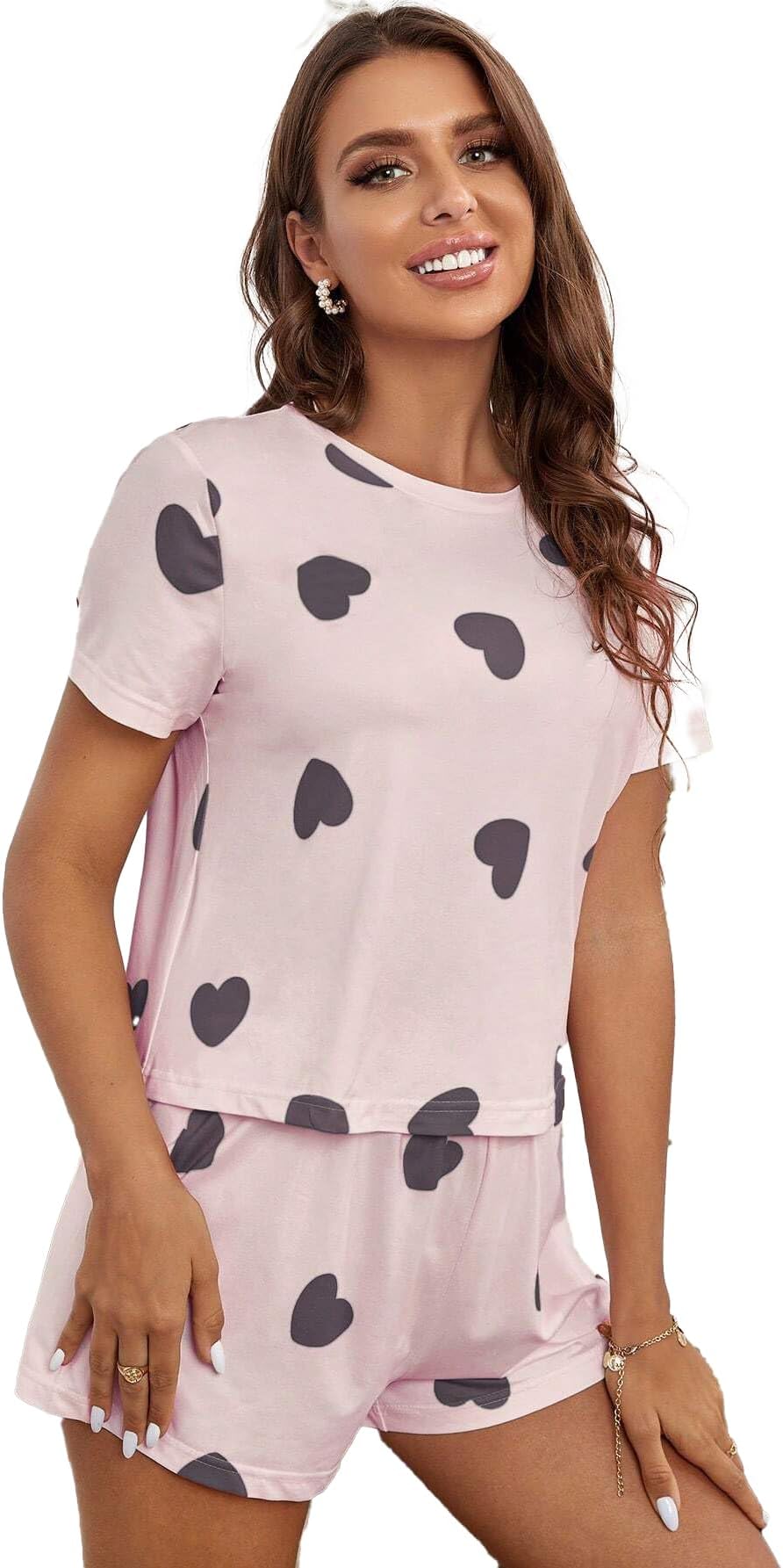 SMOWKLYWomen's Casual Printed Cotton Blend Nightsuit Co-ord Set || Short Cute Pajama & Top Night Dress || Everyday Nightwear Pyjama Set