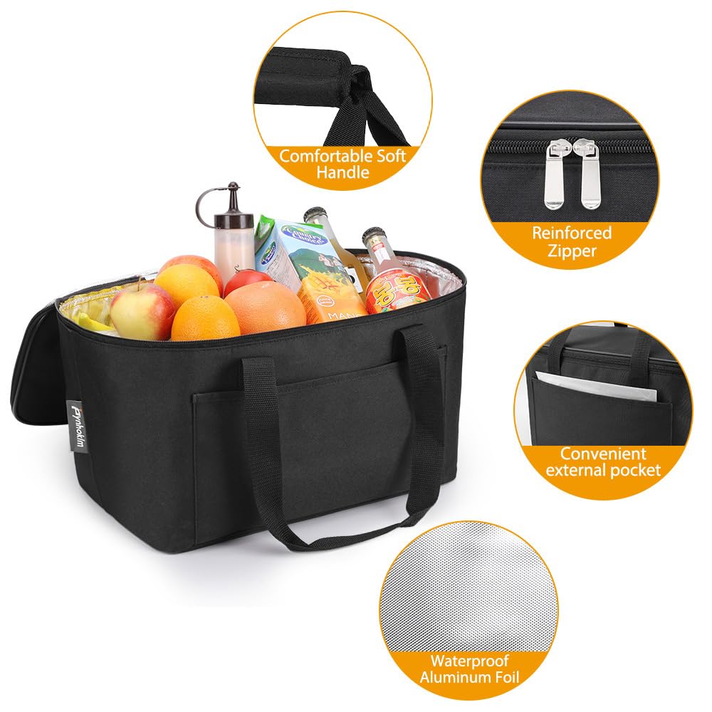 Diurwur Klassischer Einkaufsset 2tlg Bestehend aus Einkaufskorb und Kühltasche Einkaufskorb mit Alu-Griff Faltbare Einkaufstasche mit Isolierung für Arbeit/Einkaufen