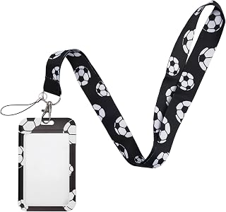 Soccer ID Badge Holder with Lanyard, Detachable Football Badge Holder with Neck & Wrist Lanyard Vertical Sports Name Tag Holders for Teacher Athlete Men