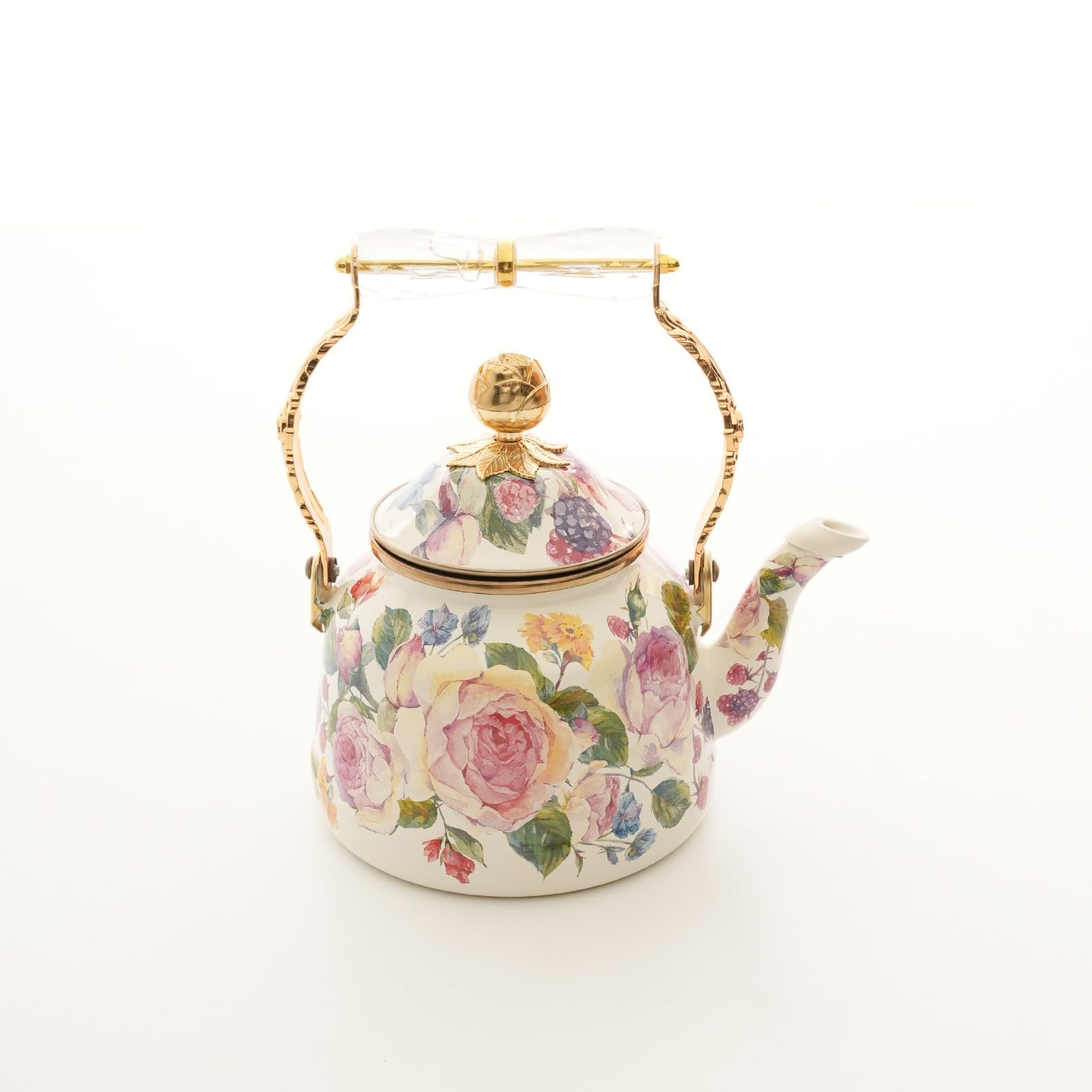 Théière en émail fleurie pour vos moments de détente et thés en famille