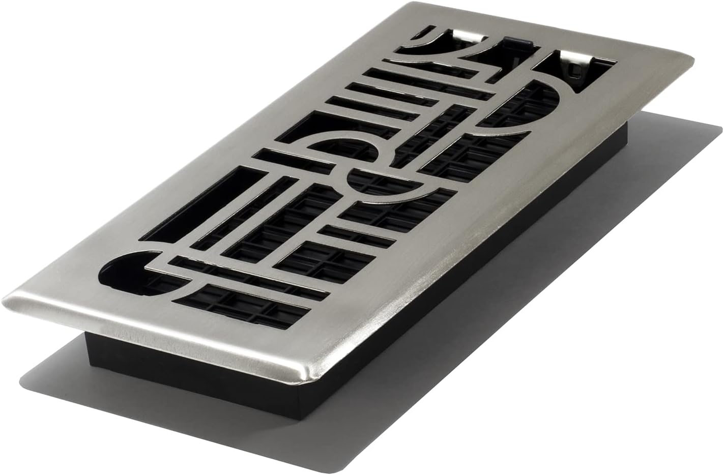 Décor Grates ADH410-NKL Art Deco Floor Register, 4x10 Inches, Brushed Nickel