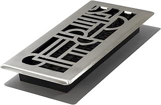 Décor Grates ADH410-NKL Art Deco Floor Register 4x10 Inches Brushed Nickel 1 Pack