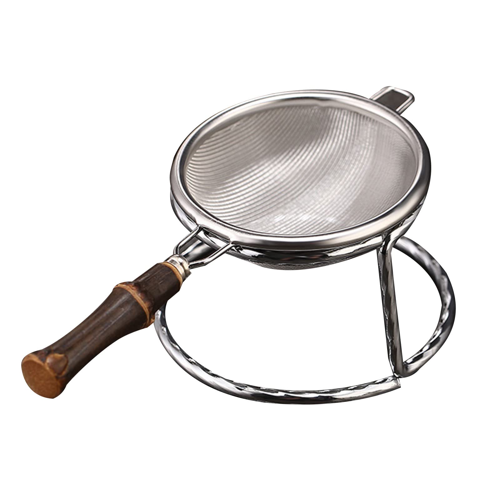 MALSSE Mesh Tea Infuser Stainless Steel Strainer Loose Teapot Spices Filter Screen with Base Kitchen Gadget Metal Cup Strainer with Handle Teapot Loose Tea Spices Filter Kitchen Tool
