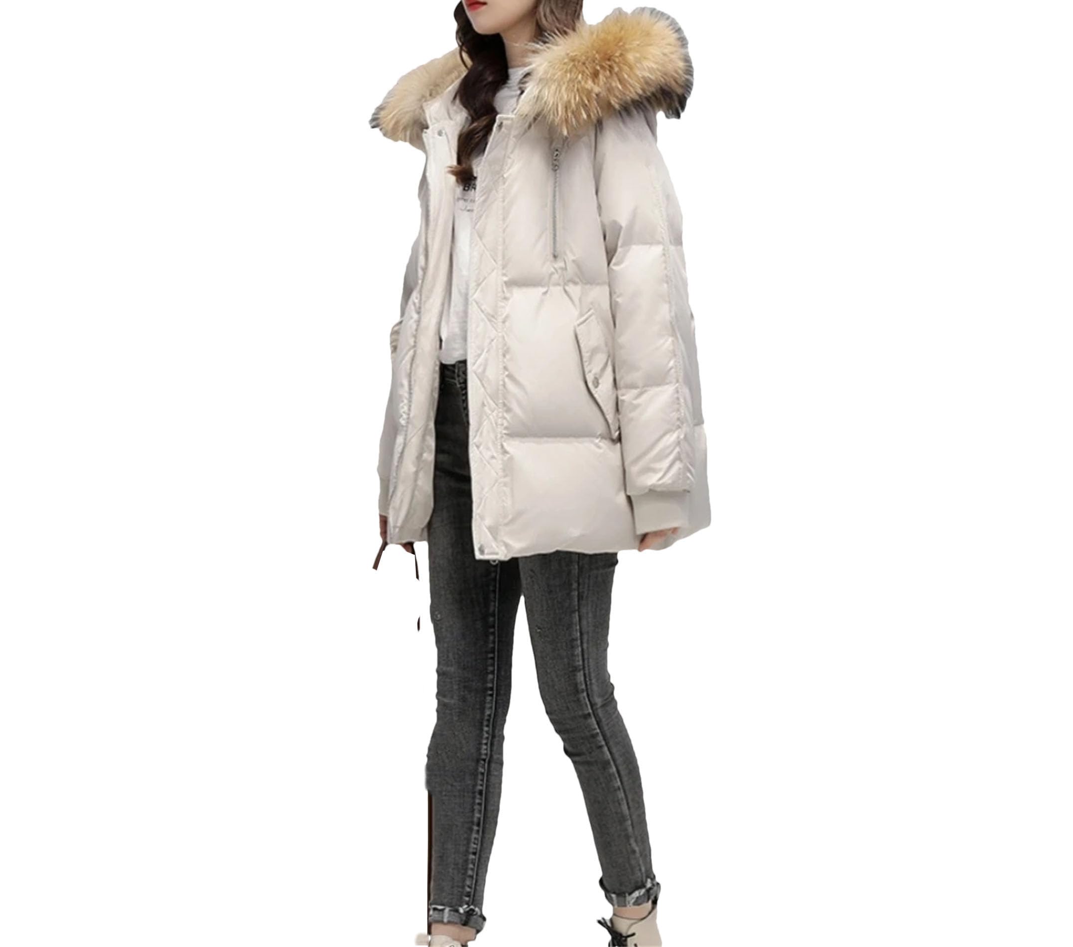 Parka d'hiver ample anti-froid à capuche et poches pour un confort thermique total