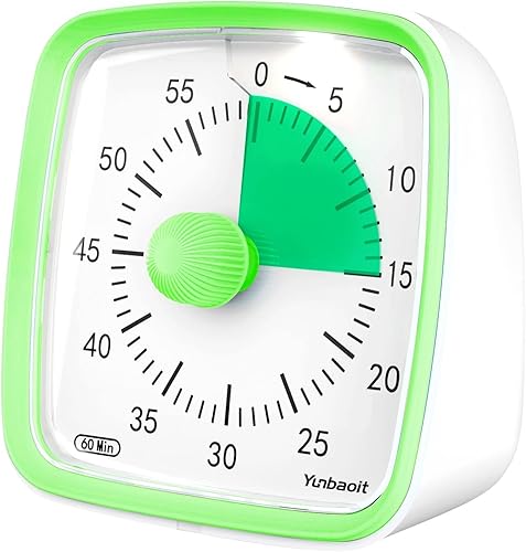 Yunbaoit Visual Timer with Night Light 60-Minute Countdown Timer for Kids and Adults Silent Classroom Timer  Time Management Tool for Home School or