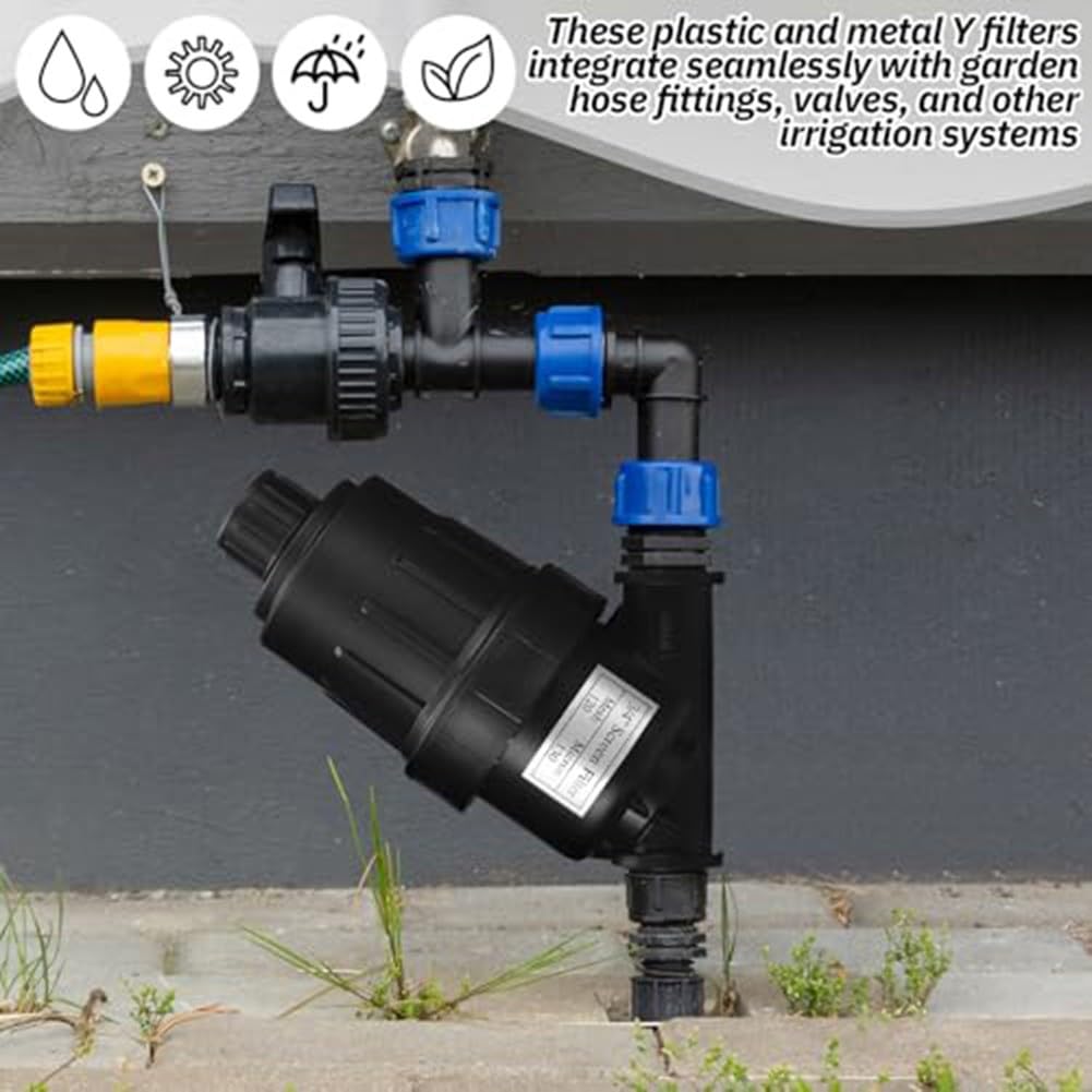 Confezione da 2 filtri a Y per irrigazione a goccia NPT con schermi in acciaio inossidabile, filtro per tubo in linea da 3/4" e 1" per uso industriale da giardino e agricoltura