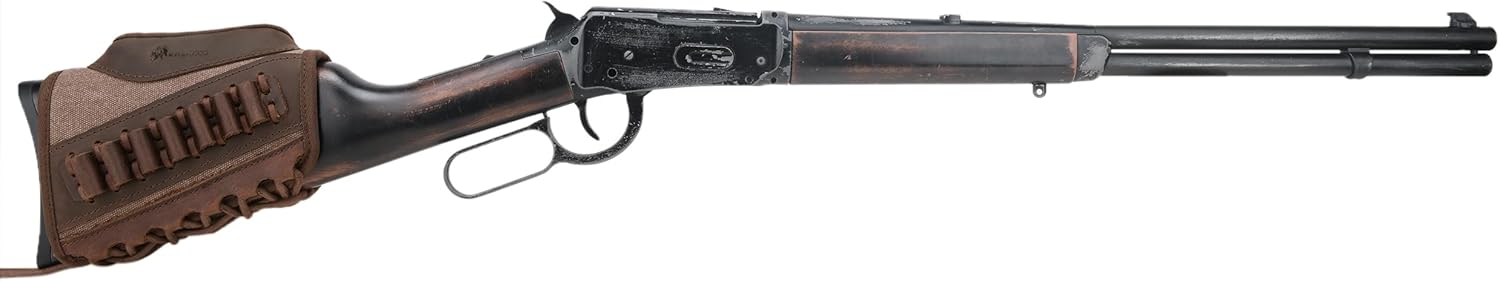 WAYNE'S DOG Canvas Leather Gun Buttstock Cheek Rest Raiser Shell Holder for Scoped Rifle