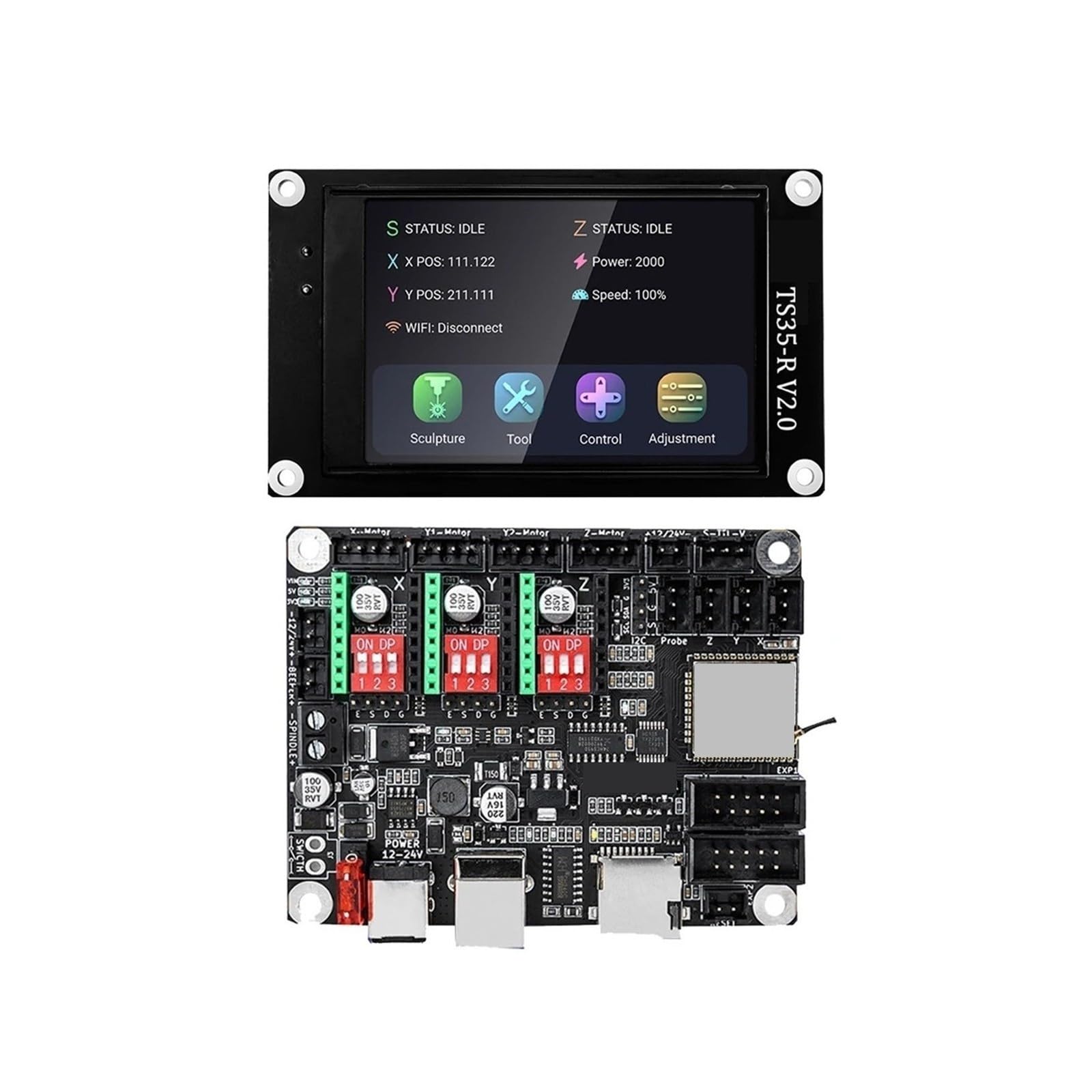 Aixinong1 Placa controladora de grabador láser DLC32 V2.1 de 32 bits, pantalla táctil TFT(TS24-R V2.0)