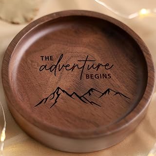 LaBoda Personalized Engraved Wooden Ring Tray - Custom Initials Date Holder for Weddings, Engagements, Bridal Showers