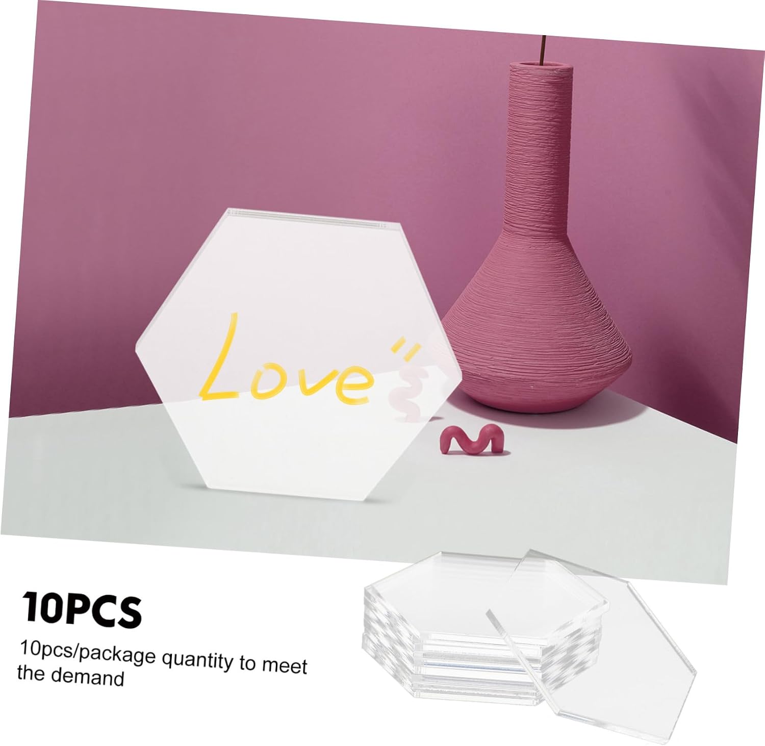 MAGICLULU 3sets 10 Pcs Hexagon Acrylic Boards Transparent DIY Craft Boards for Decoration Thickness for Creative Projects Painting and Handicrafts 10pcs*3