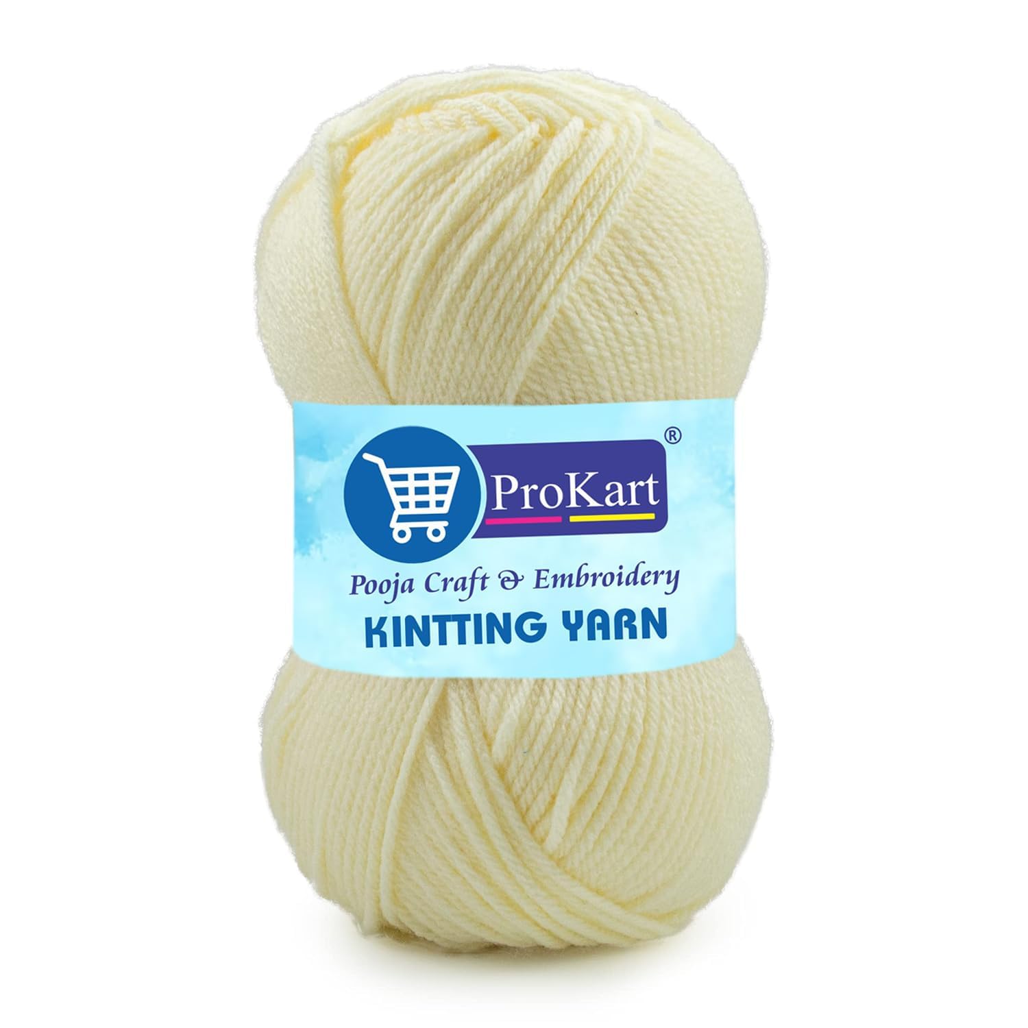 ProKart Premium Woolen 4 ply Hand Knitting Wool Yarn | Fine Weight Knitted and Crocheted Soft Yarn for Sweater, Scarf, Hat, Baby Clothes, Baby Sports, Purse, Gift Bags & DIY Craft Accessories Projects (1 Ball/100 Gram Each) (Cream/Off-White, 100gms x 1 Pack)