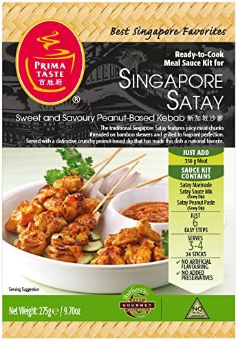 Prima Taste Singapore Kebab Satay Sauce Kit, 9.7-Ounce Boxes (Pack of 4)