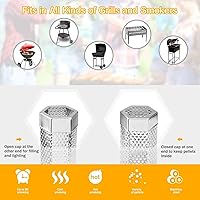 Vista 4 de Tubo ahumador de pellets, 1 paquete de 12 pulgadas Tubo ahumador con cepillo, acero inoxidable premium, 5 horas de humo intenso Tubo ahumador