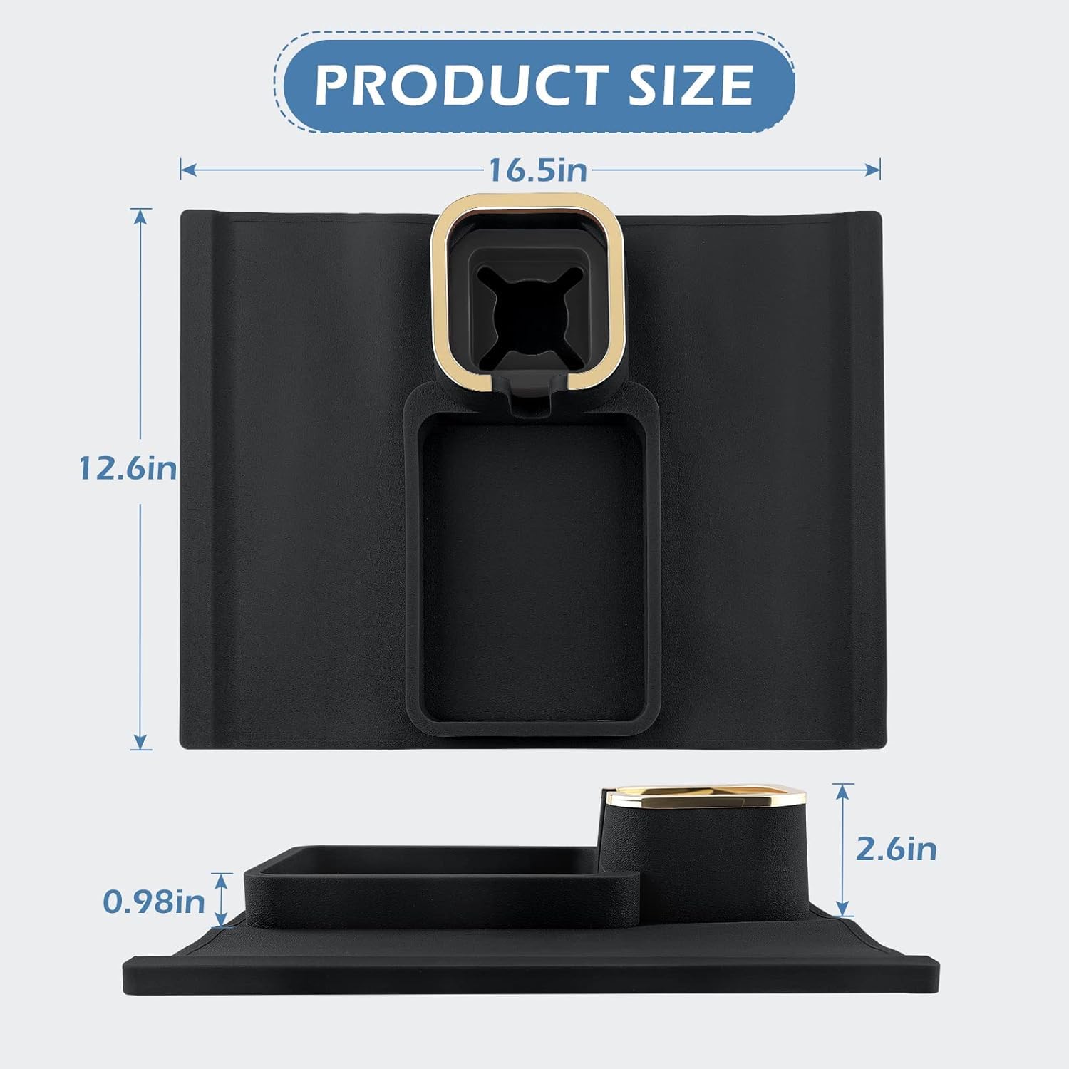 BLURISM Table for Coffee Mug/Remote/Snacks/Cellphone, Grandpa Couch Cup Holder Tray, Silicone Anti-Slip and Anti-Spill Sofa Armrest Tray with Drink Holder, Couch Arm 3